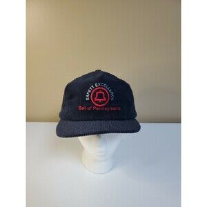 RARE Vintage Bell of PA Blue Corduroy Snapback DeLong Hat Cap Made in USA Safety
